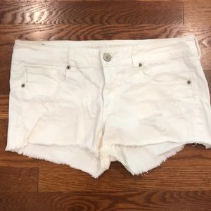 White American Eagle Distressed Denim Shorts